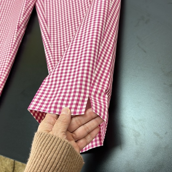 Vtg Talbots Pink Gingham Check Pure Silk Tapered Ankle Pants 14 Pet Pockets - Picture 5 of 15